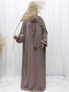 Abito leggero in poliestere Abaya per donne di lusso modesto Hijab con Khimar di seta per matrimoni estivi e taglie per adulti - Product Image 3