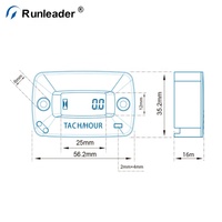 Tachometer Digital LCD Runleader Baru, Pengukur Kecepatan Berbahan ABS untuk Motor Balap, Warna Hitam, Mesin Rel Motor