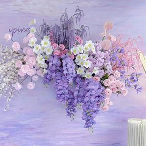 Venta al por mayor púrpura boda artificial <span class=keywords><strong>y</strong></span> flores decorativas para el Día de San Valentín graduación Día de la madre-diseño de rama de hoja - Product Image 2