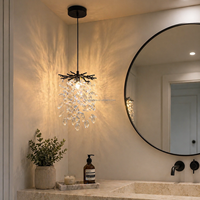 Lustre en cristal de luxe à hauteur réglable, économe en énergie, pour villa, escalier, salon, chambre, petite suspension en aluminium