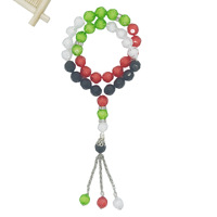 Bracelet de prière islamique tendance avec compteur Tasbih 33 perles, drapeau palestinien 10 mm, perles acryliques, cadeau musulman, Palestine