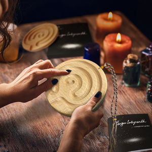 Nouveau <span class=keywords><strong>plateau</strong></span> de méditation en bois de hêtre, <span class=keywords><strong>labyrinthe</strong></span> respiratoire rond, pour la relaxation et la réduction du stress - Product Image 1