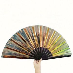 Abanico Plegable Grande de 13 Pulgadas/33 cm, Diseño de Rosas Hecho a Mano, Marco de Bambú Negro, Tela y Plástico, Regalo Perfecto para Fiestas, Abanico para Eventos - Product Image 4