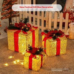 Christmas <strong>Light</strong> <strong>up</strong> Gift <strong>Boxes</strong> - 3 Pcs LED <strong>Present</strong> Box Decorations with Bows for Indoor Outdoor Holiday Party Decor - Product Image 2