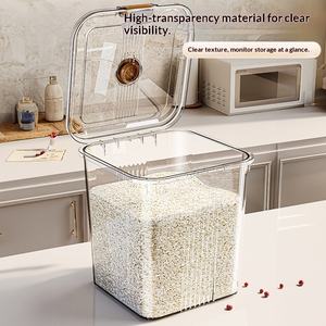 Seau à riz en plastique pour la maison, anti-insectes, anti-humidité, récipient hermétique, 6L à 50L, conteneur de stockage pour céréales, farine - Product Image 5