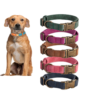 Leather <b>Dog</b> <b>Collars</b> Solid Color Adjustable Buckle Closure Classic Style for Medium <b>Dogs</b> All Seasons Use - Product Image 1
