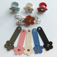 Organisateur de câbles en cuir PU motif floral, gestion des câbles, attache-câbles élégante pour chargeur