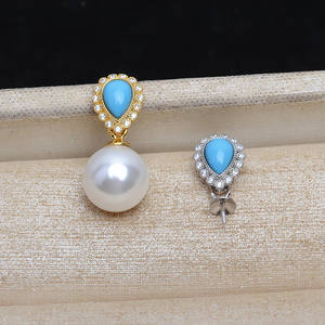 Colgante de Plata S925 con Forma de Gota, para Mujer, con Incrustaciones de Perlas, Accesorios JG5215, Bandeja Vacía para Abalorios, Colgante para Cuentas de 7-13 mm - Product Image 1