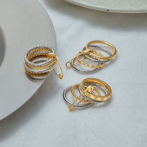 Anillos de Dedo Multicapa con Broche de Moda, Joyería Versátil para Aliviar el Estrés - Product Image 6