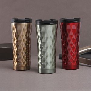 Vaso Térmico de Acero Inoxidable 304 con Aislamiento de Doble Capa, Forma de Diamante, para Coche, con Logotipo Impreso - Product Image 1