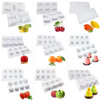 D5006 Fruits Pomme Orange Poire Bougie d'Aromathérapie Gâteau Mousse Gelée Chocolats Résine Décoration Moule Silicone Cuisson Moule 3D