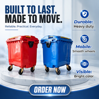 Poubelle en plastique Preface HDPE pour extérieur, avec couvercle et roues, poubelle mobile robuste pour hôtel, restaurant