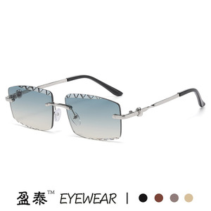 Yingtai Eyewear <b>Frameless</b> Square Sunglasses Metal <b>Frame</b> UV400 Protection Unisex Driving Wear - Product Image 2