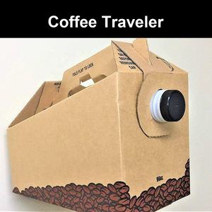 Portador corrugado desechable impreso con asa Servidor de bebidas a granel para Go Box O' <span class=keywords><strong>Joe</strong></span> Dispenser Coffee Traveler Box - Product Image 6