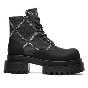 Chaussures de travail pour hommes, nouveau style urbain américain, bout rond, en daim, à lacets, antidérapantes, robustes, décontractées, à semelle épaisse - Product Image 1