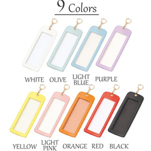 Korean style PU <b>leather</b> pet photo storage <b>keychain</b>, solid color DIY long photo clip portable <b>keychain</b> pendant - Product Image 2