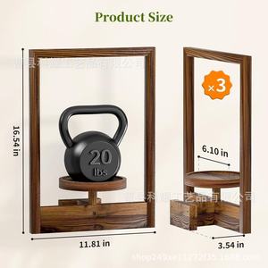 <b>Wooden</b> <b>Wall</b> Mounted <b>Plant</b> Display Rack Rectangle 1 Tier For Living Room Bedroom Storage - Product Image 4