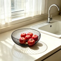 Paniers en fil métallique JB Custom pour le stockage de légumes et de fruits, organisateur en fil métallique avec base en bois, paniers décoratifs pour fruits