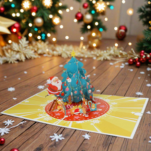 การ์ด3D สุดสร้างสรรค์สีสันสดใสรูปซานตาคลอสปีนป่ายต้นคริสต์มาสเพื่อตกแต่งของขวัญการ์ดอวยพรป๊อปอัป3D แบบกางออก - Product Image 3