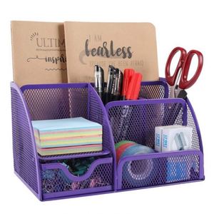 High Quality Metal Mesh Multi-Functional Mesh Desk Organizer with <b>6</b> Compartments and 1 <b>Drawer</b> Desk Organizer Office Accessories - Product Image 1