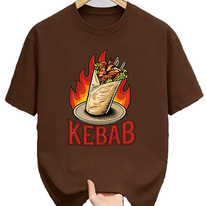 T-shirt graphique pour les amateurs de kebab, motif döner wrap épicé, impression fast-food, t-shirt oversize en coton à manches courtes, streetwear, haut décontracté - Product Image 4