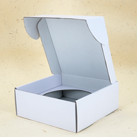 Caja de Envío Plana Plegable de una Pieza con Ranura Circular, Sin Imprimir, Blanca, de Cartón Corrugado para Juego de Regalo de Frascos de Cosméticos