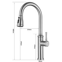 Robinet de cuisine extractible avec douchette, monocommande, nickelé, en acier inoxydable 304, avec cartouche céramique, monotrou, à poser sur comptoir