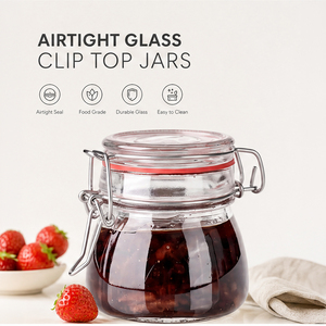 Offre Spéciale 500Ml 750Ml 1000ML Couvercle de serrage hermétique Récipient de stockage Bocal en verre avec couvercle rabattable - Product Image 1
