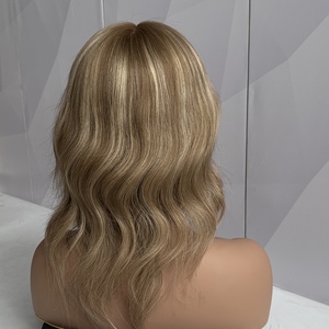 Perruque médicale en stock, <span class=keywords><strong>cheveux</strong></span> humains naturels, avec silicone antidérapant autour des oreilles et <span class=keywords><strong>de</strong></span> la nuque, prête à porter, entièrement nouée à la main, avec dessus en soie - Product Image 3