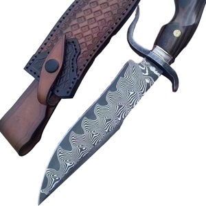 มีด Bowie แบบปรับแต่งได้สำหรับการต่อสู้  มีดคุณภาพสูงทำจากเหล็กกล้าไร้สนิม  ใบมีดแบบ Fixed Blade  ด้ามไม้ DIY  มีดพกพาสำหรับใช้งานกลางแจ้ง พร้อมปลอกมีด - Product Image 1