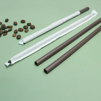 Pailles à boire compostables en café moulu, sans PFAS, sans BPA, écologiques, taille, longueur et diamètre personnalisables pour cafés, bubble tea, fêtes