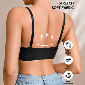 Reggiseno push-up senza ferretto HBC Spot all'ingrosso personalizzato da donna, taglie forti, traspirante, in maglia, con schiena incrociata, convertibile, a righe - Product Image 2