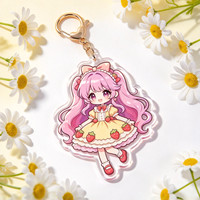 Porte-clés imprimés personnalisés, breloques anime, dessins animés, en époxy transparent, acrylique transparent