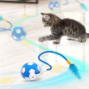Offre Spéciale nouveau USB intelligent interactif chat jouets 2 en 1 animal de compagnie automatique mobile queue Teaser Football auto-rotatif roulant Kitty jouets - Product Image 5