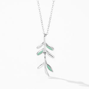 Natural Inspiration S925 Sterling Silver <b>Green</b> Enamel Leaf Pendant <b>Necklace</b> An Elegant Gift for Women - Product Image 3