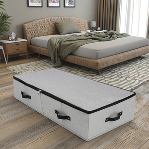 Hot Selling <strong>Fabric</strong> Zippered <strong>Underbed</strong> <strong>Storage</strong> Organizer with Handles Bed <strong>Storage</strong> Container for Clothing Tools in Garage <strong>Storage</strong> - Product Image 4