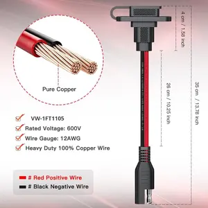 Kabel Harness Kabel Listrik Adaptor Steker SAE Cepat Tahan Cuaca Port Dinding Samping Soket Daya Konektor Persegi Panjang - Product Image 2