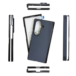 Funda de Cuero PU para Samsung Galaxy Z Fold 7 6 5 W25 con Textura de Fibra de Carbono, Protección de Bisagra y Cristal Templado - Product Image 6