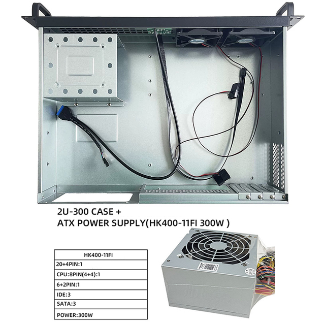 2U 300mm Depth Rack PC Case Industrial Server Chassis MicroATX Motherboard Compatible 2 Fans Equipped in Stock