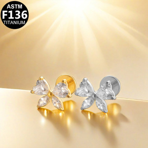 Boucles d'oreilles étoile en titane avec incrustation de cristaux pour piercing d'oreille, cadeau de bijoux - Product Image 2