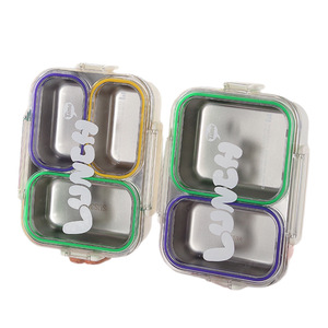 <b>Lunch</b> <b>Box</b> Stainless Steel Compartmentalized Microwaveable Portable For Office Students Rectangle Solid Color - Product Image 5