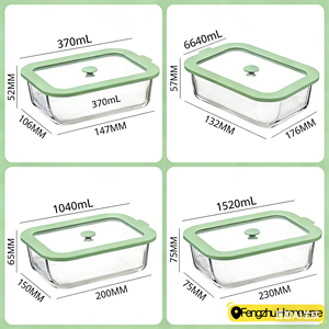 Recipiente Rectangular de Vidrio para Preparación de Comidas con Tapa de Vidrio - Caja de Almacenamiento Hermética para Cocina, Apta para Congelador (Compatible con Horno/Microondas) - Product Image 6