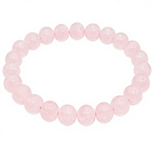 Bracelet en quartz rose 6 mm en gros – Bracelet extensible en perles de quartz rose naturel rond - Product Image 1