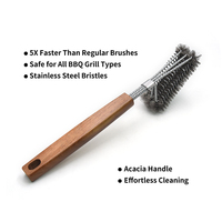 Ensemble d'outils de barbecue en acier inoxydable avec brosse de nettoyage, pinces, fourchette et spatule ajourée, manche en bois, accessoires de cuisson pour le camping