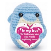 Grensoverschrijdende pluche gebreide dolfijnpop in schattige stijl - emotioneel ondersteunend cadeau bureaudecoratie