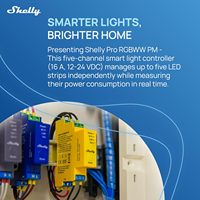 Shelly Pro RGBWW PM Wi-Fi/LAN Bandes LED intelligentes RGBW avec mesure de puissance et gradation |   Automatisation domestique |   Pas de hub |   Alexa/Google Home