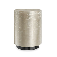 Table console ronde moderne en feuille d'or avec base en chêne massif, hauteur réglable pour salon, canapé et fauteuils