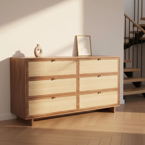 Commode en teck massif Viona avec 6 tiroirs, écologique et durable, pour chambre ou entrepôt - Product Image 4