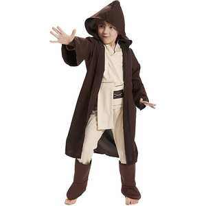 Costume de chevalier Jedi Obi Wan Kenobi de Star Wars pour garçons, tenue d'Halloween pour enfants, ensemble haut et pantalon avec cape marron - Product Image 2