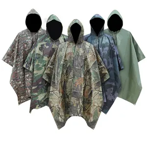 Wholesale Custom Polyester Fabric Tactical Rain Poncho Waterproof Combat Raincoats